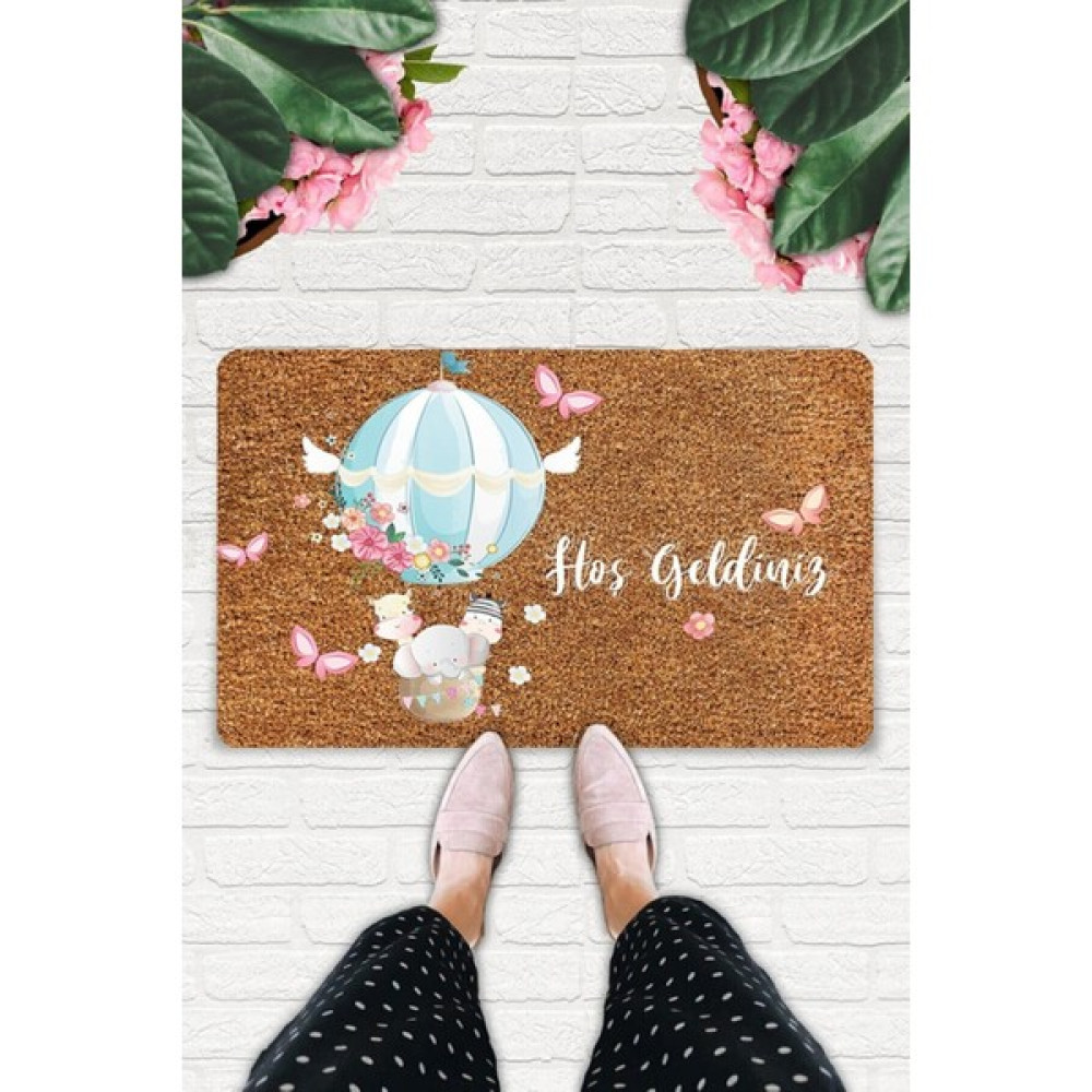 Uygur Home Balon Tasarım Temalı Coco Görünümlü Dekoratif Dış Kapı Önü ve Iç Mekan Paspası - 45 x 70 cm - Mavi Paspas Fiyatı