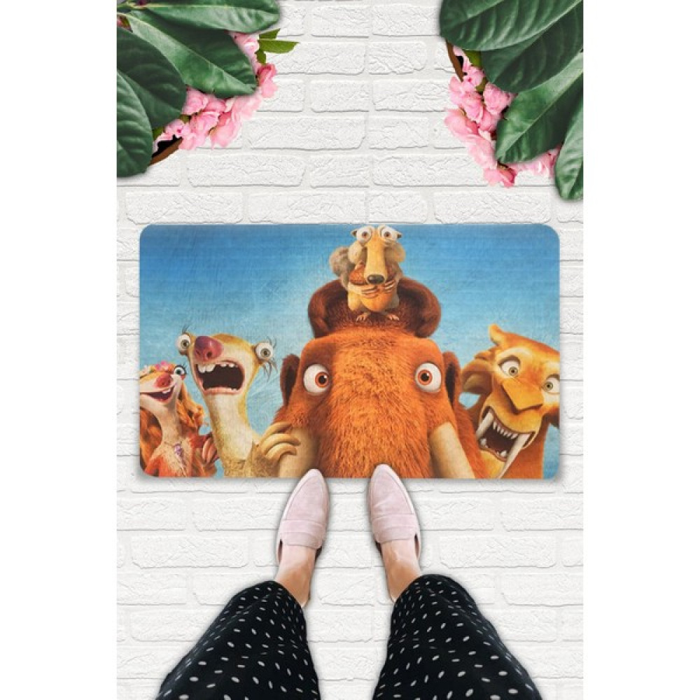 Uygur Home Buz Devri Temalı Dekoratif Çok Amaçlı Paspas Kapıönü, Banyo, Bilgisayaraltı,çocuk Odası Vb.) - 45 x 70 cm - Mavi Paspas Fiyatı