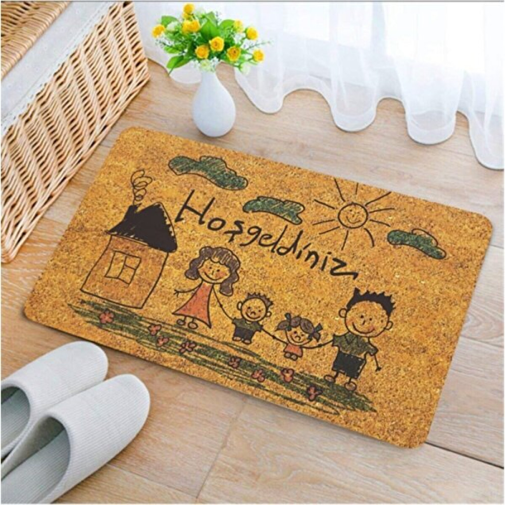 Uygur Home Çocuk Çizimi Temalı Coco Görünümlü Dekoratif Kapı Önü ve Iç Mekan Paspası - Turuncu - 45 x 75 cm Paspas Fiyatı
