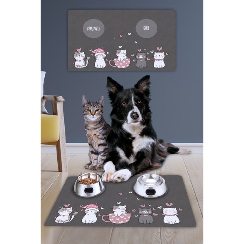 Uygur Home Gri Kedi Köpek Mama Paspası (Su Geçirmez) 40X60 cm Evcil Hayvan Ürünleri Fiyatı