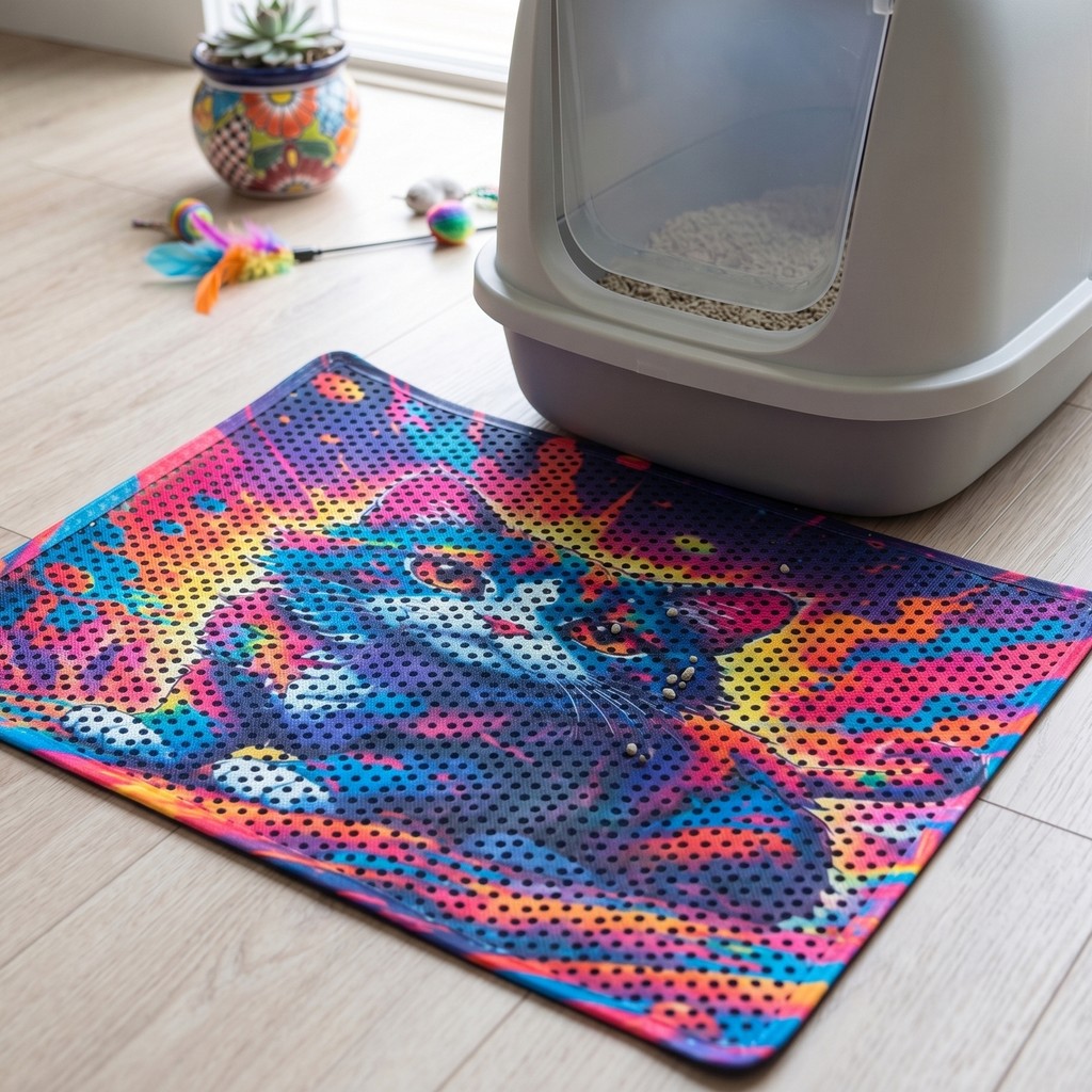 Uygur Home Kedi Tuvalet Önü Paspası - Kedi Kum Paspası - 40 x 60 cm - Mavi-Kırmızı-Turuncu-Sarı Araca Özel Paspaslar Fiyatı