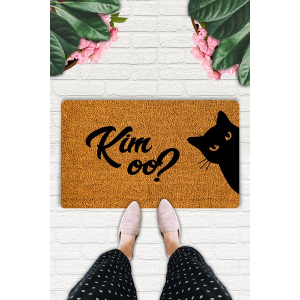 Uygur Home Kim Oo? Temalı Kapı Önü ve Iç Mekan Paspası (40 x 60) - 40 x 60 cm - Siyah Paspas Fiyatı