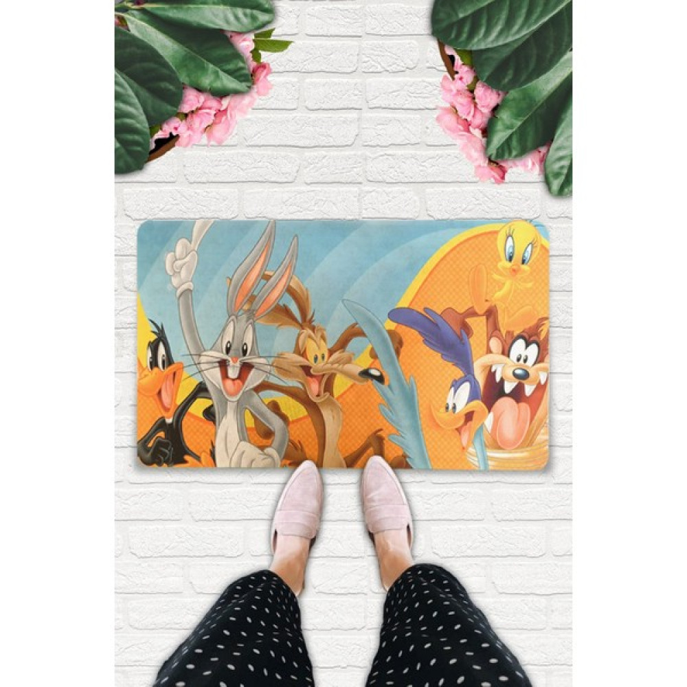 Uygur Home Looney Tunes Temalı Dekoratif Çok Amaçlı Paspas (Kapıönü, Banyo, Bilgisayaraltı,çocuk Odası Vb.) - 45 x 70 cm - Turuncu Paspas Fiyatı