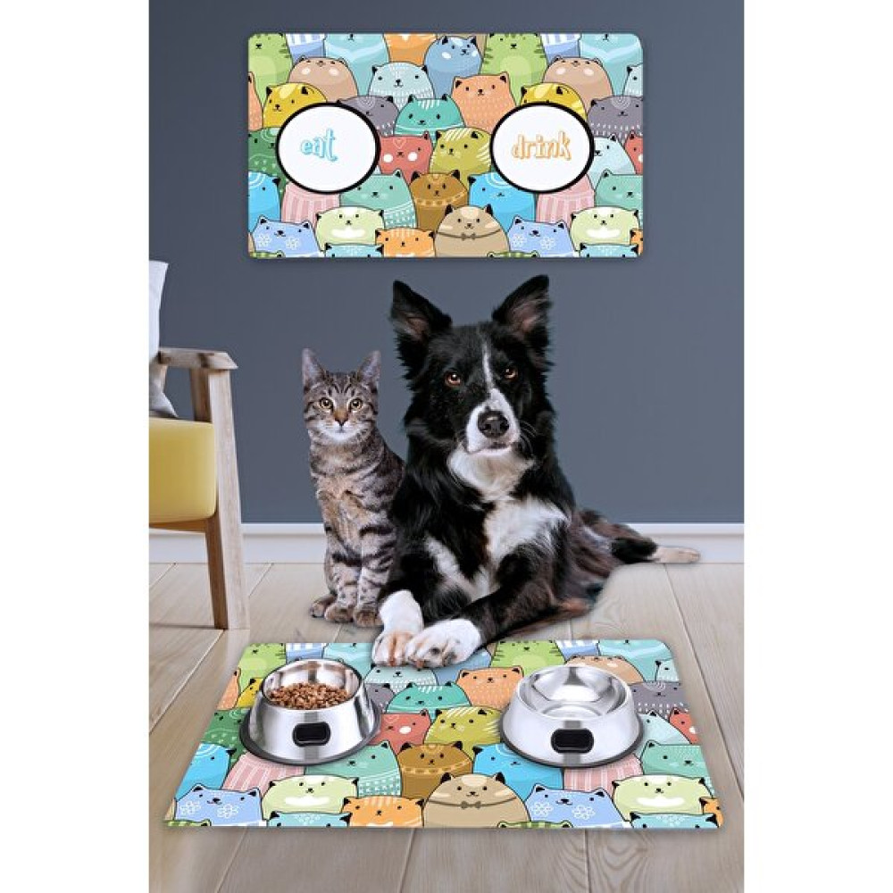 Uygur Home Renkli Kedi Köpek Mama Paspası 40X60 - Sarı - Yeşil Evcil Hayvan Ürünleri Fiyatı