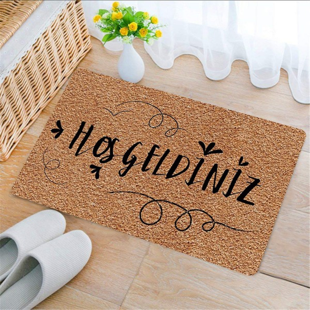 Uygur Home Welcome Siyah Basic Temalı Coco Görünümlü Dekoratif Dış Kapı Önü ve Iç Mekan Paspası - 45 x 70 cm - Açık Kahve Paspas Fiyatı