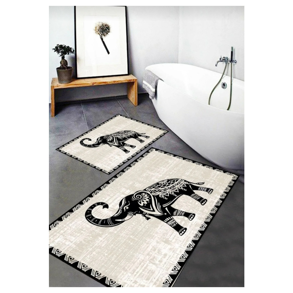 UYKE Dijital Baskı Kaymaz Taban Yıkanabilir 2li Banyo Paspas Takımı 60x100 - 40x60 Banyo Tekstili Fiyatı