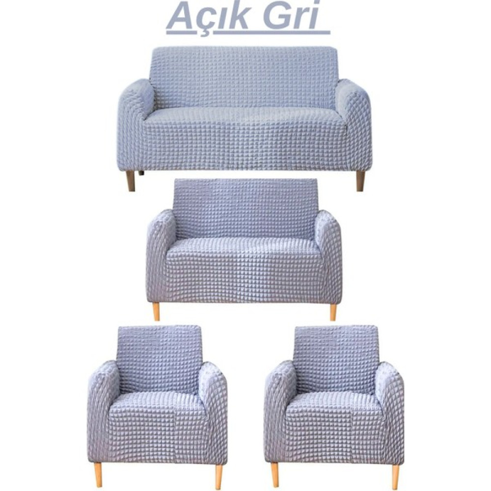 Uytm 3+2+1+1 Bürümcük Eteksiz, Lastikli, Esnek, Yıkanabilir Koltuk, Kanepe, Çekyat Takımı Örtüsü/kılıfı - 180 x 230 cm - Gri Koltuk & Kanepe Örtüsü Fiyatı