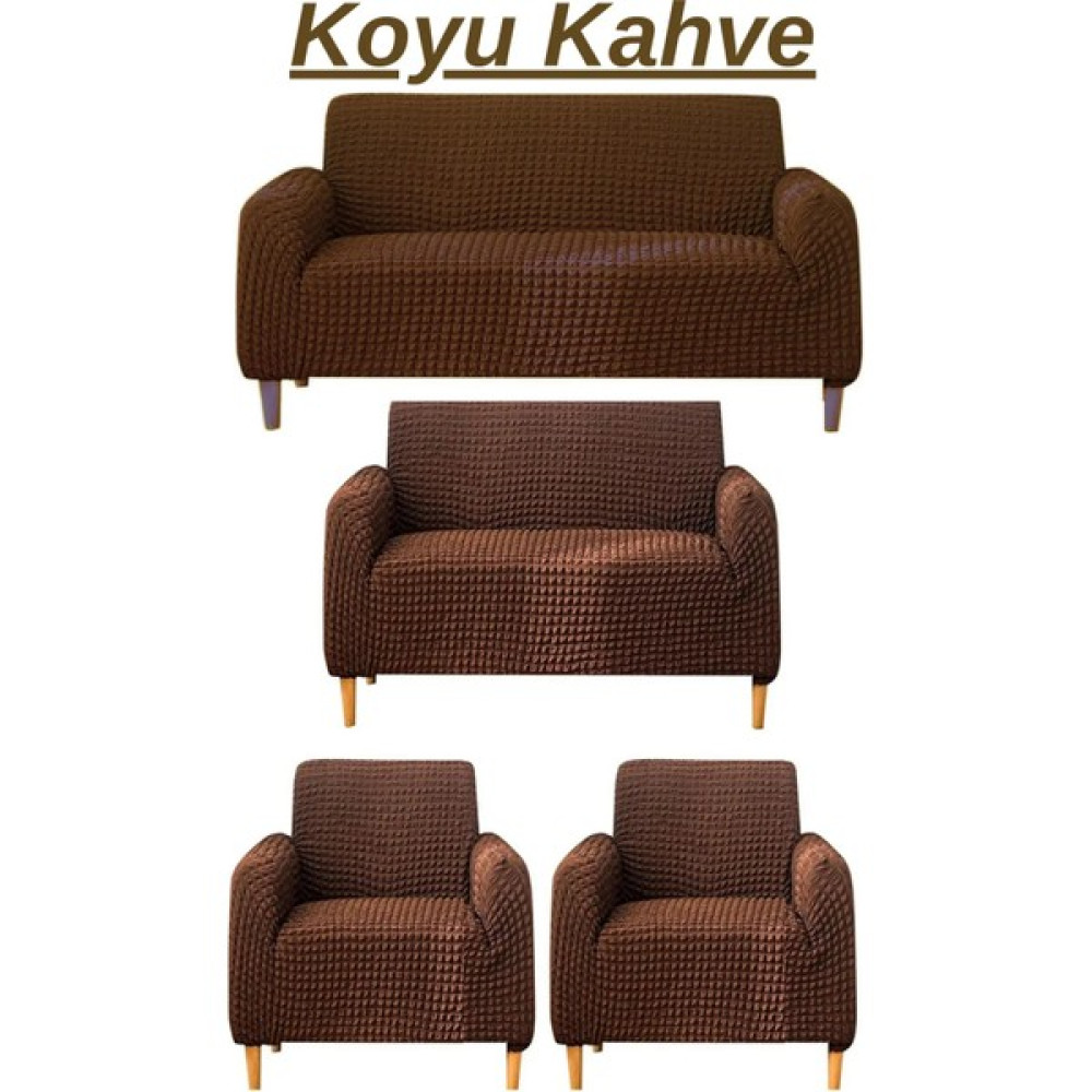 Uytm 3+2+1+1 Bürümcük Eteksiz, Lastikli, Esnek, Yıkanabilir Koltuk, Kanepe, Çekyat Takımı Örtüsü/kılıfı - 180 x 230 cm - Koyu Kahverengi Koltuk & Kanepe Örtüsü Fiyatı