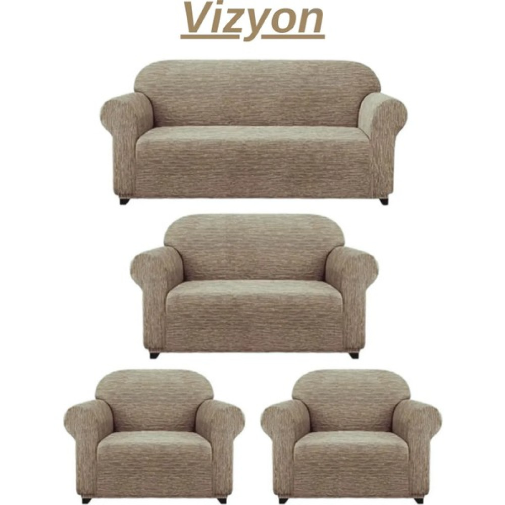Uytm 3+2+1+1 Dokuma Jakar Koltuk Örtüsü. Lastikli, Esnek, Yıkanabilir Koltuk, Kanepe, Çekyat Örtüsü - 180 x 230 cm - Vizon Koltuk & Kanepe Örtüsü Fiyatı
