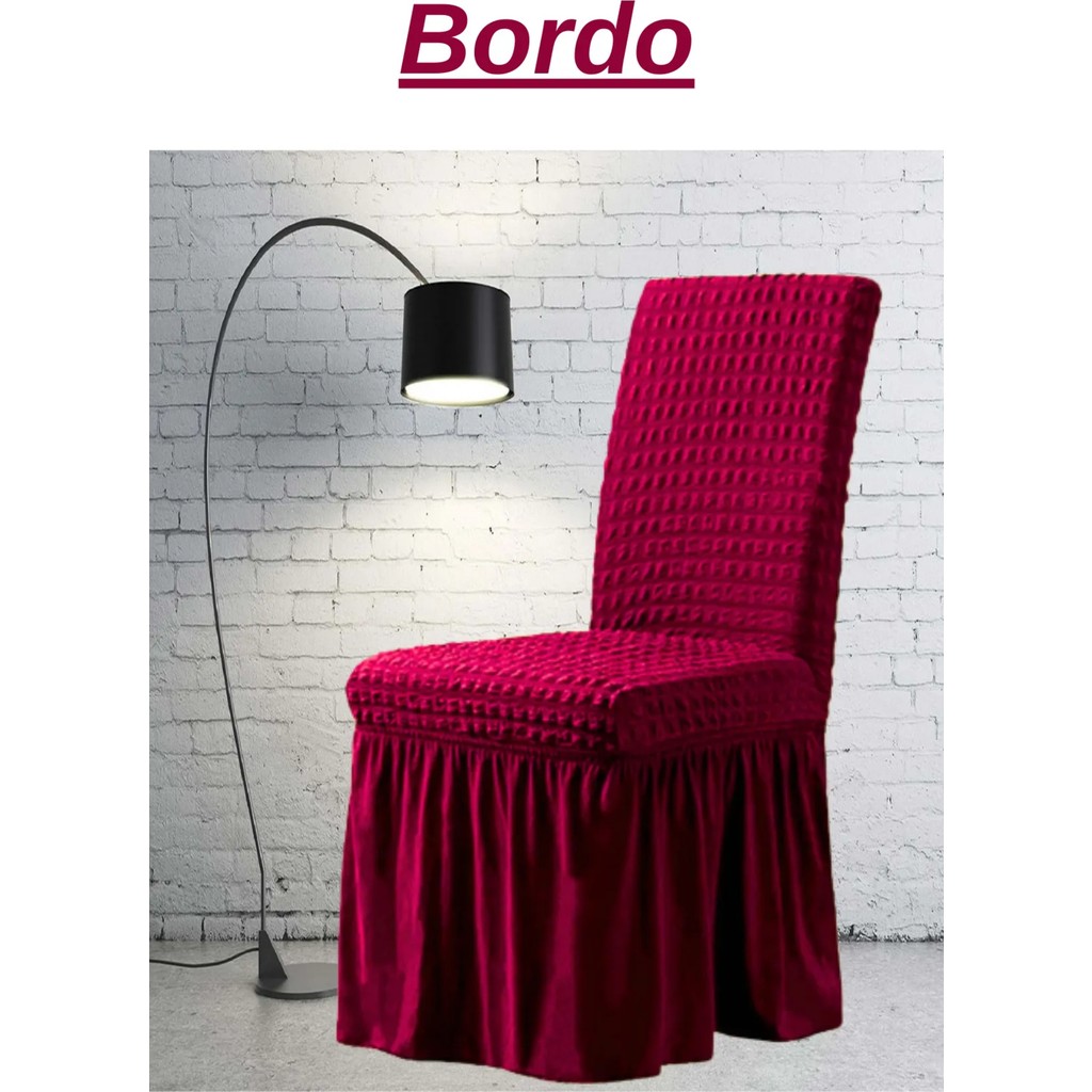 UYTM Bürümcük Etekli Sandalye Kılıfı Likralı Lastikli Yıkanabilir Sandalye Örtüsü ( 1 ADET ) BORDO - 45 x 55 cm Standart Sandalye Fiyatı