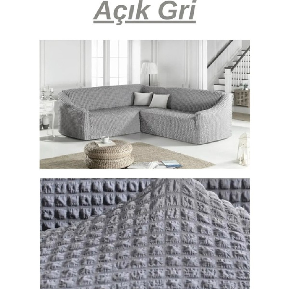 Uytm Bürümcük Eteksiz L Köşe Koltuk Örtüsü. 7 Kişilik, Esnek, Köşe Koltuk Kılıfı. Toplam Uzunluk 550CM - 450 x 550 cm - Gri Koltuk & Kanepe Örtüsü Fiyatı