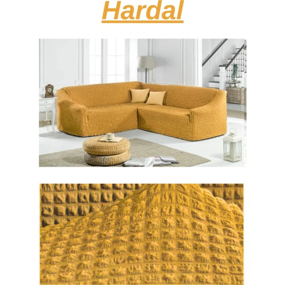Uytm Bürümcük Eteksiz L Köşe Koltuk Örtüsü. 7 Kişilik, Esnek, Köşe Koltuk Kılıfı. Toplam Uzunluk 550CM - 450 x 550 cm - Hardal Koltuk & Kanepe Örtüsü Fiyatı