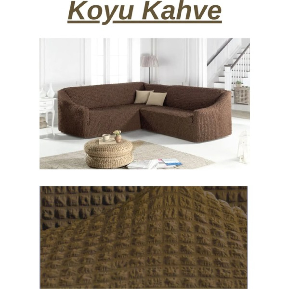 Uytm Bürümcük Eteksiz L Köşe Koltuk Örtüsü. 7 Kişilik, Esnek, Köşe Koltuk Kılıfı. Toplam Uzunluk 550CM - 450 x 550 cm - Koyu Kahverengi Koltuk & Kanepe Örtüsü Fiyatı