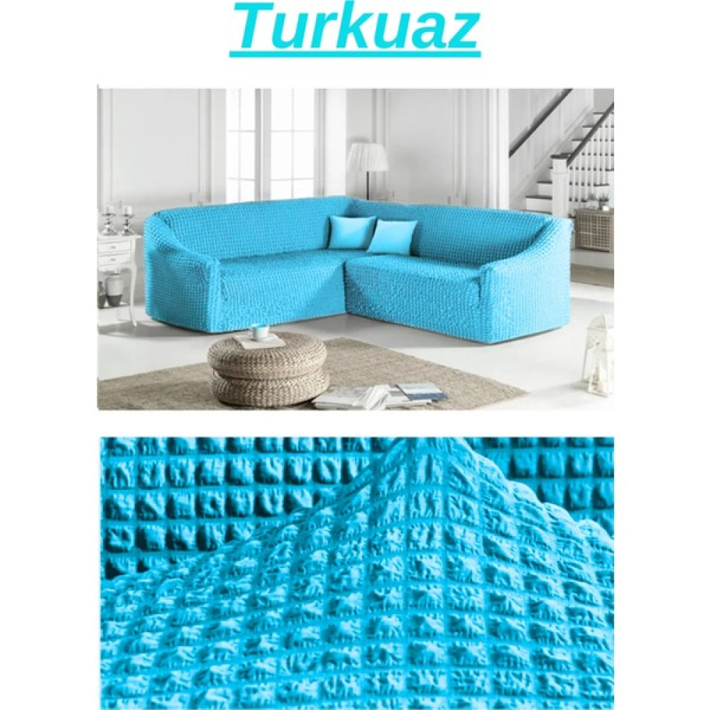 Uytm Bürümcük Eteksiz L Köşe Koltuk Örtüsü. 7 Kişilik, Esnek, Köşe Koltuk Kılıfı. Toplam Uzunluk 550CM - 450 x 550 cm - Turkuaz Koltuk & Kanepe Örtüsü Fiyatı