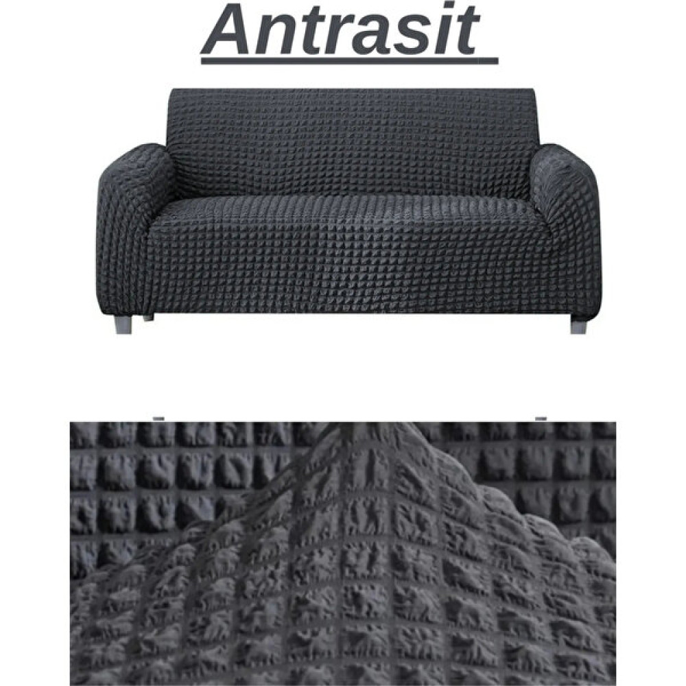 Uytm Bürümcük Koltuk, Kanepe Örtüsü Streç Tam Giydirme Likralı Yıkanabilir Çekyat 3 Kişilik - 180 x 230 cm - Antrasit Koltuk & Kanepe Örtüsü Fiyatı