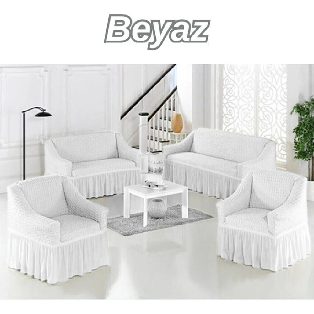 Uytm Bürümcük Lastikli Kanepe Örtüsü Likralı Koltuk Örtüsü Iki 3lü Iki Tekli Çekyat Örtüsü - 180 x 230 cm - Beyaz Koltuk & Kanepe Örtüsü Fiyatı
