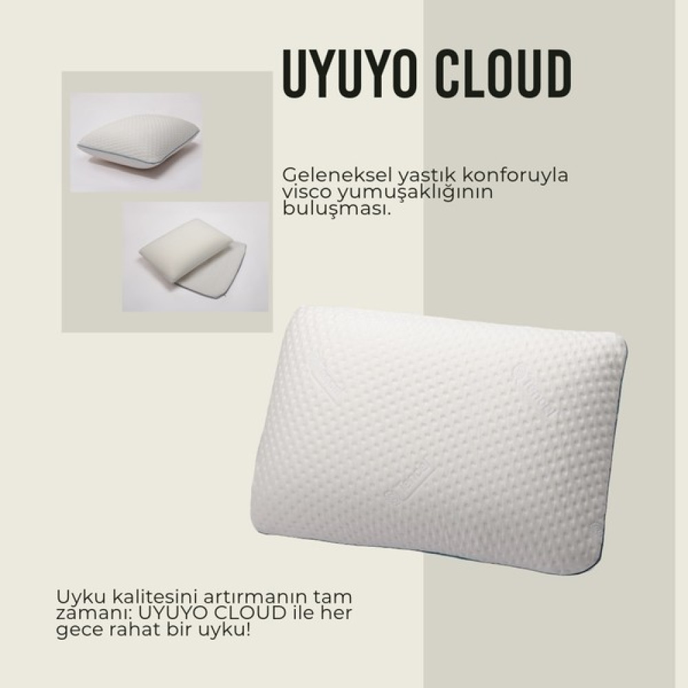 Uyuyo Sleep Goods Uyuyo Cloud Visco Boyun Destekli Tombul Yastık 60X40X16 - Beyaz - 60 x 40 x 16 cm Yastık Fiyatı