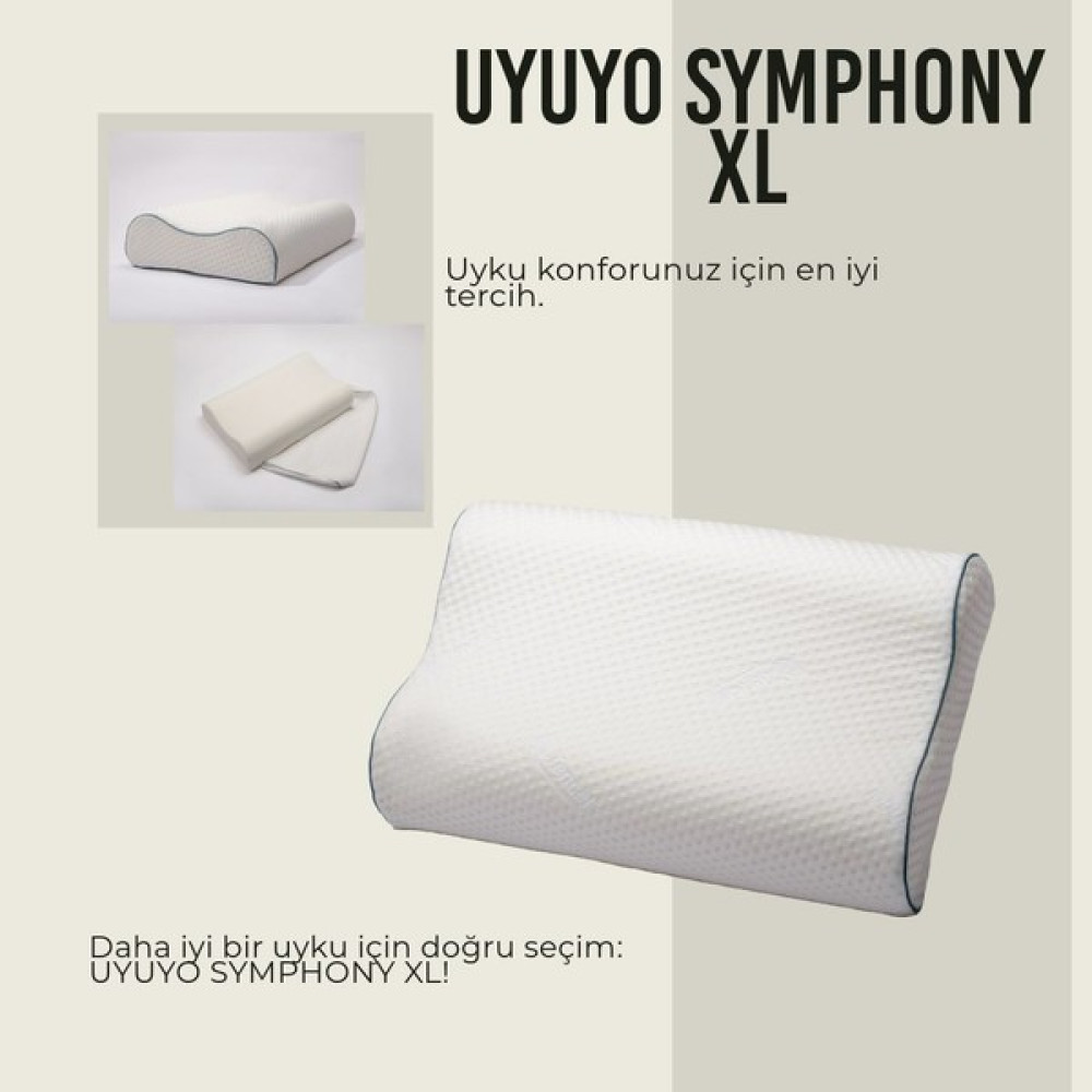 Uyuyo Sleep Goods Uyuyo Symphony XL Yastık Visco Ortopedik Çift Taraflı Boyun Destek Yastığı 60X40X12/14 cm - Beyaz - 60 x 40 x 12 cm Yastık Fiyatı