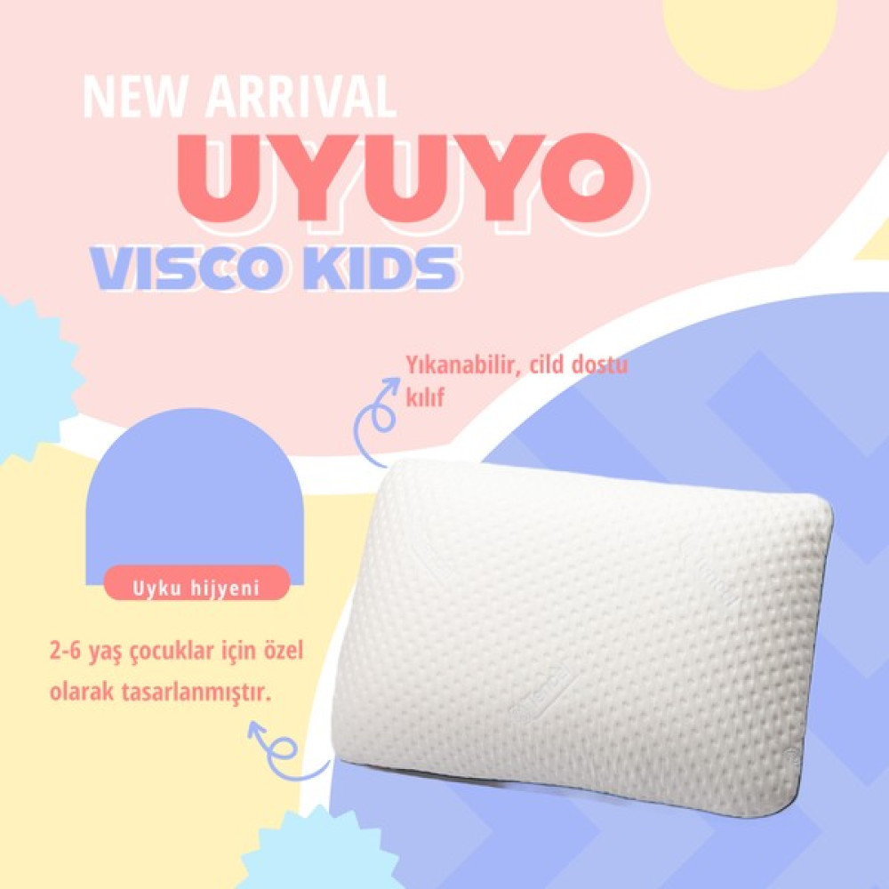 Uyuyo Sleep Goods Uyuyo Visco Kids Ortopedik Visco Çocuk Yastık 2-6 Yaş 38 x 27 x 10 cm - Beyaz - 38 x 25 x 10 cm Yastık Fiyatı