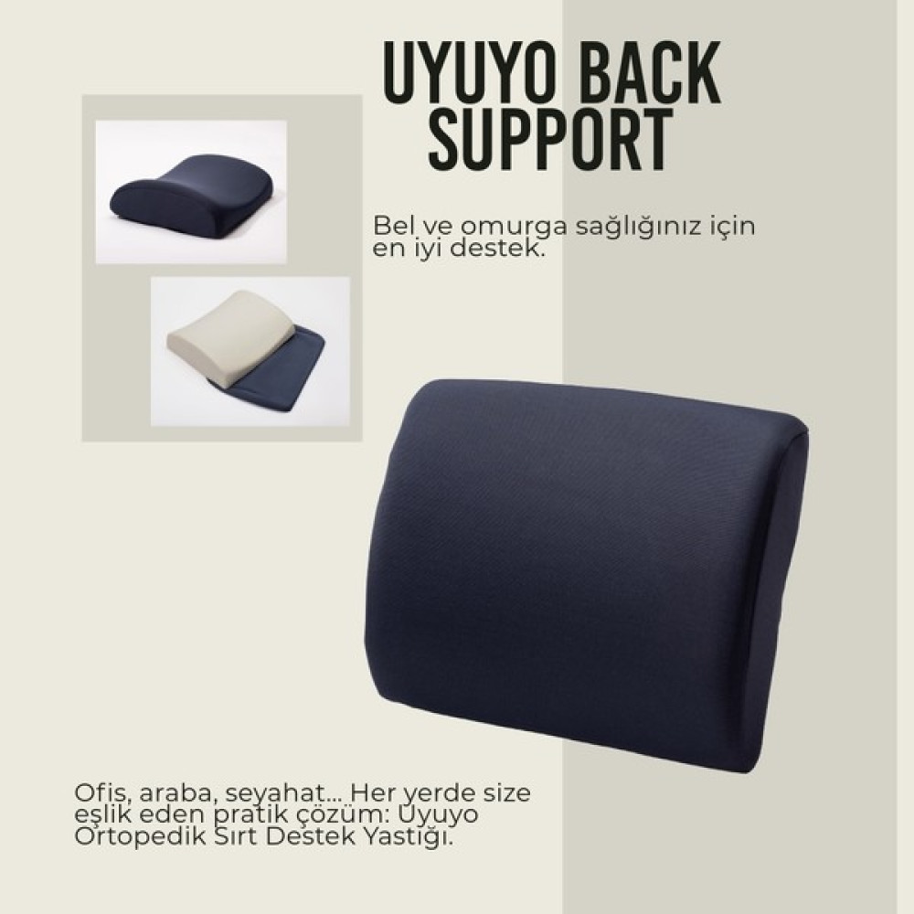 Uyuyo Sleep Goods Uyuyo Visco Ortopedik Bel Destek Yastığı, 38X33X10 - 38 x 33 x 10 cm - Lacivert Yastık Fiyatı