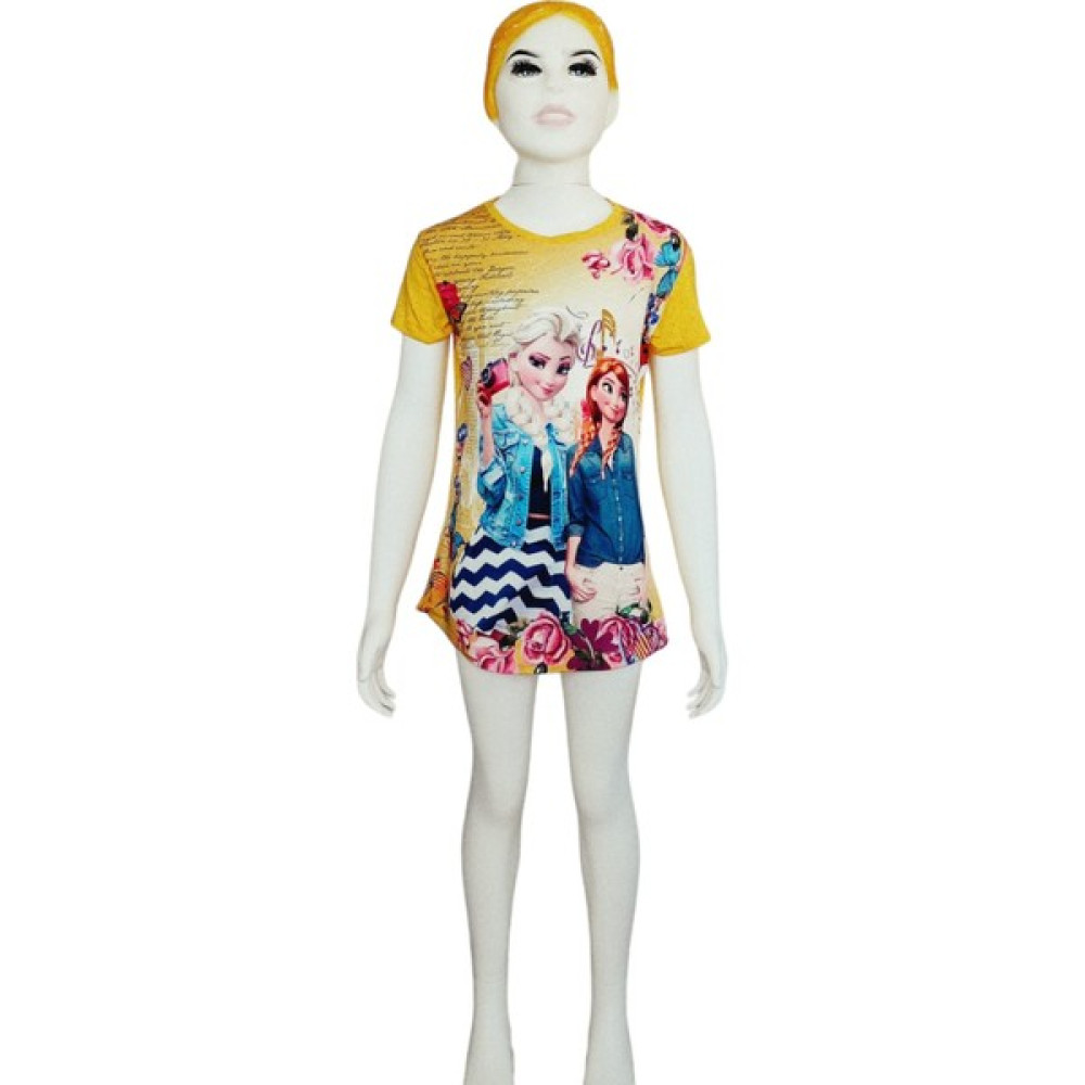 Uz Giyim Aksesuar Elsa Anna Baskılı Yazlık T-Shirt Kız Çocuk T-shirt Fiyatı