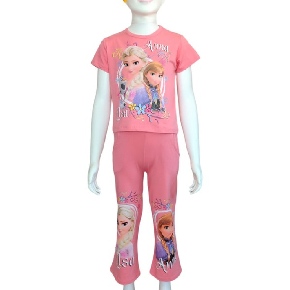 Uz Giyim Aksesuar Yazlık Frozen Baskılı Bol Kesim Pantolon T-Shirt Takım Kız Çocuk Giyim Takımı Fiyatı