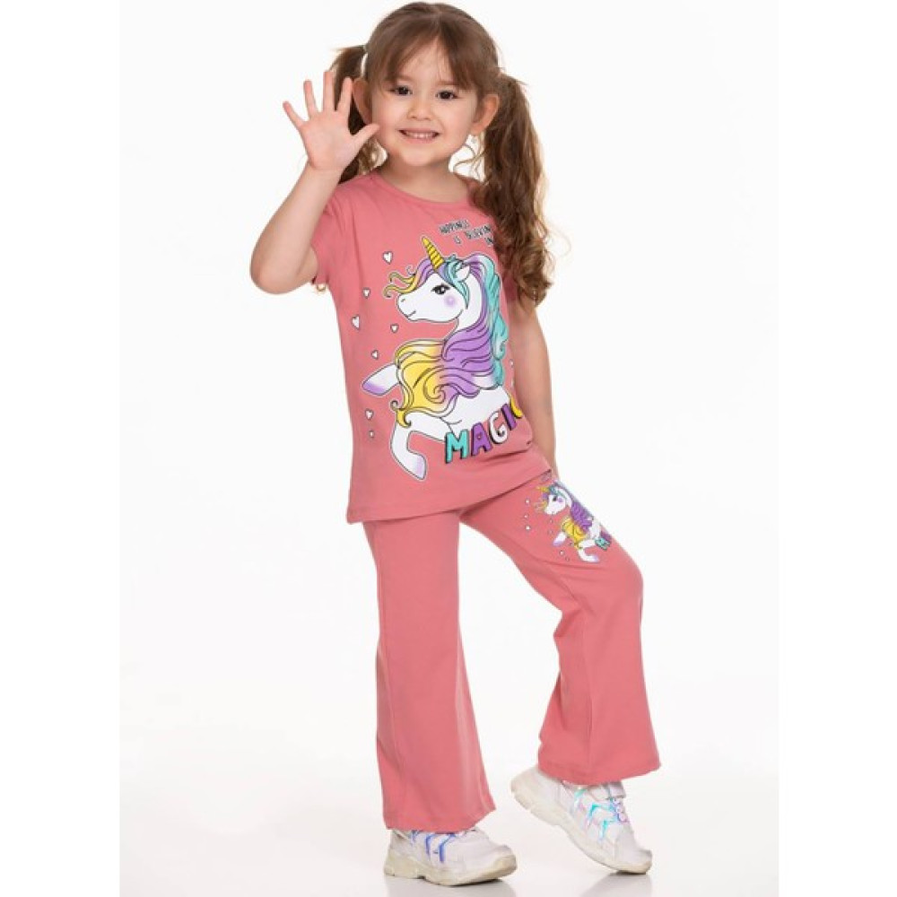 Uz Giyim Aksesuar Yazlık Unicorn Baskılı Bol Kesim Pantolon T-Shirt Takım  Kız Çocuk Giyim Takımı Fiyatı