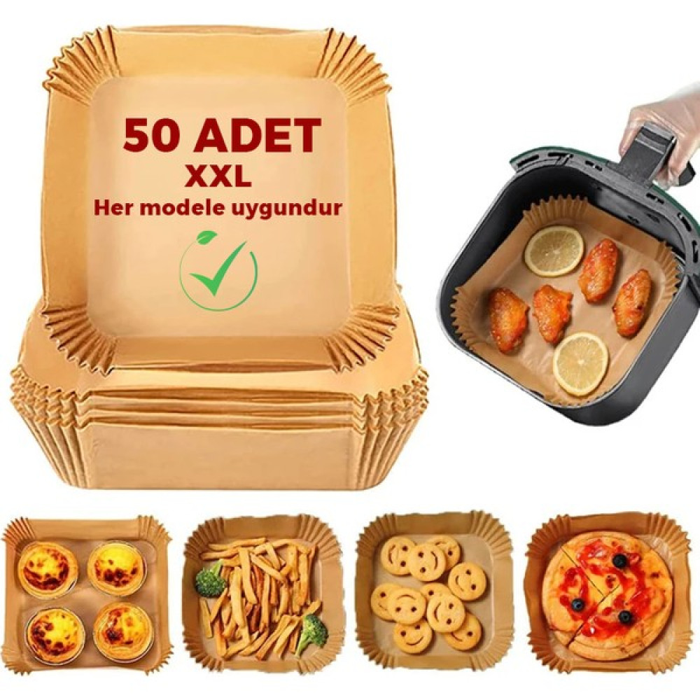 Uzaypix 50 Adet Airfryer Pişirme Kağıdı Xl-Xxl Büyük Boy 50 Adet Hava Fritöz - Açık Kahverengi Pişirme Kağıdı Fiyatı