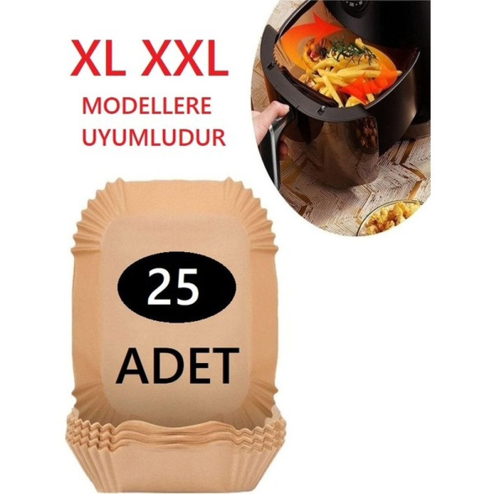 Uzaypix Büyük Boy Fritöz Pişirme Kağıdı Air Fryer Xl-Xxl Tüm Markalara Uygun Kare Tabak Model 25 Adet - Açık Kahverengi Pişirme Kağıdı Fiyatı