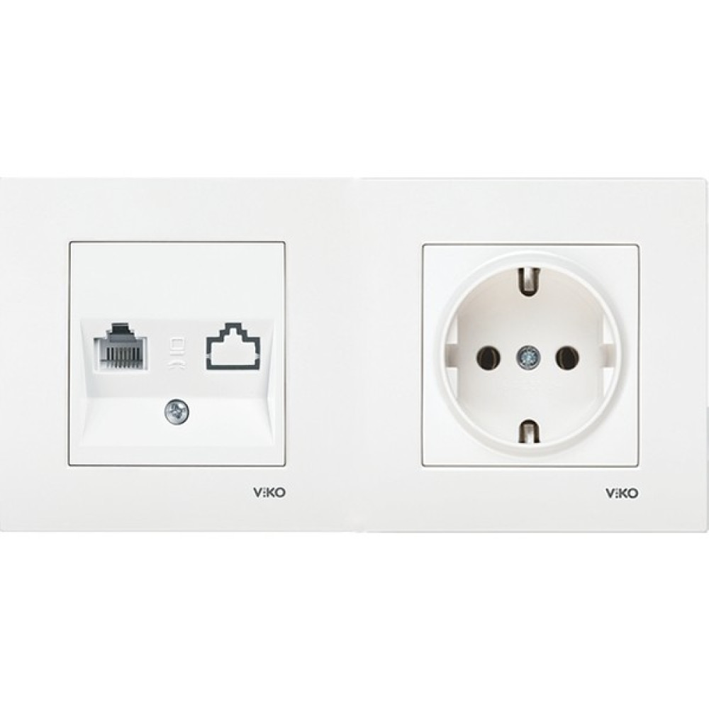 Uzm Light Viko Karre Beyaz İkili Set Nümeris RJ11 ve Topraklı Priz Prizler Fiyatı