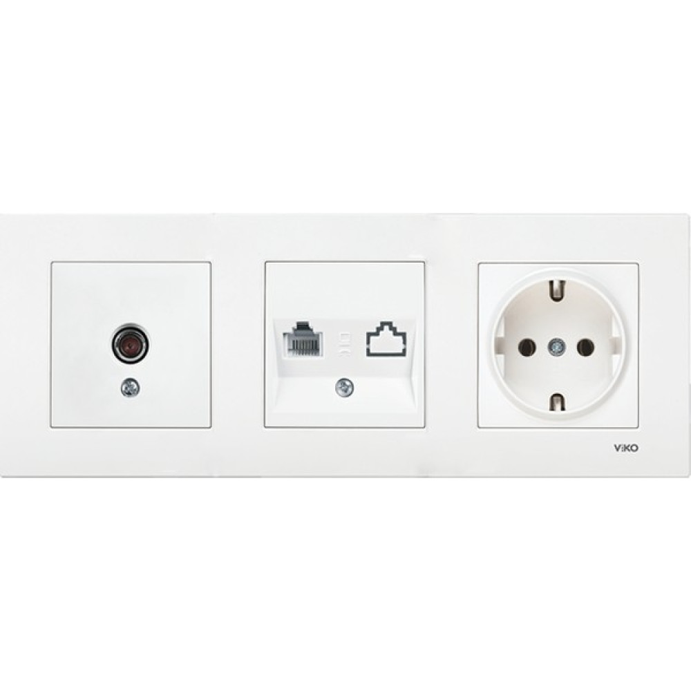 Uzm Light Viko Karre Beyaz Üçlü Set Tv Uydu Priz, Nümeris, Topraklı Priz Prizler Fiyatı
