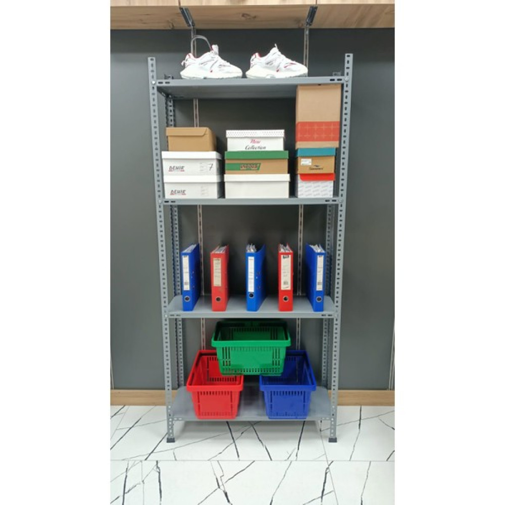Uzman Grup Raf Sistemleri 4 Raflı 2 Metre 31X75 Çelik Raf - Depo Rafı -Dosya Dolabı - Kiler Rafı - Gri Evrak Dolabı Fiyatı