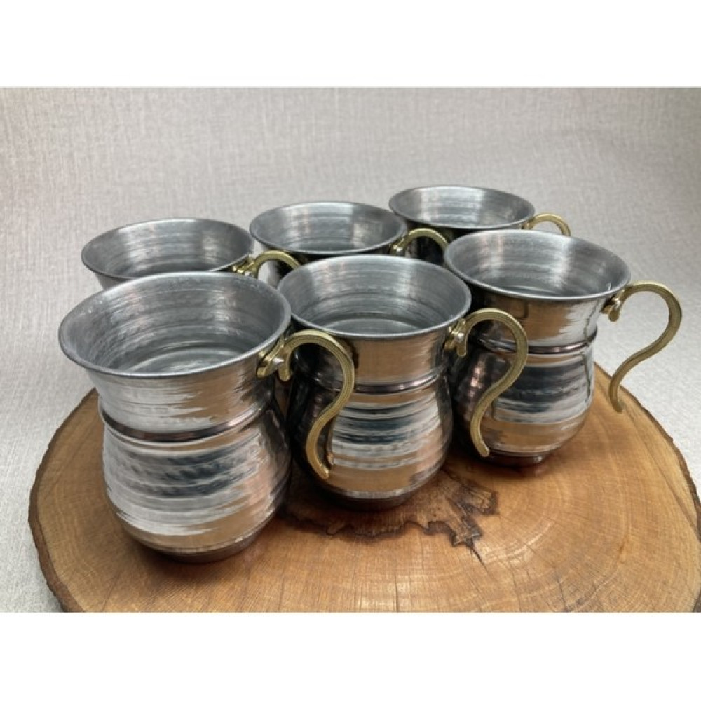 Üzüm Home Krom Dövme Ayran Bardağı Metal Otantik Bardak Krom Maşrafa 6'lı - Gümüş Fincan / Bardak / Kahve Takımı Fiyatı