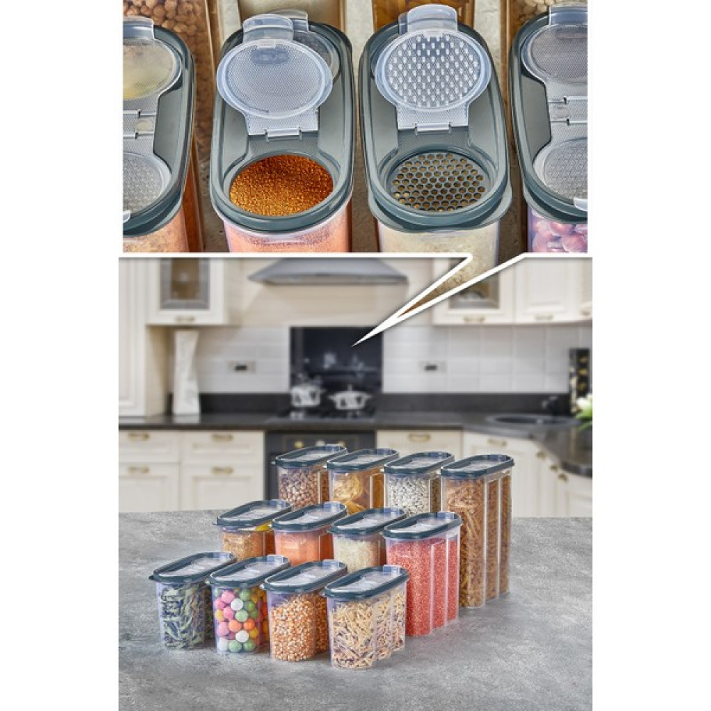 Üzüm Yaprağı 12'li Sızdırmaz Kapaklı Erzak Saklama Kabı Seti 4x ( 1200 Ml, 1700 Ml, 2400 ml ) 21.2 Litre Saklama Kapları Fiyatı