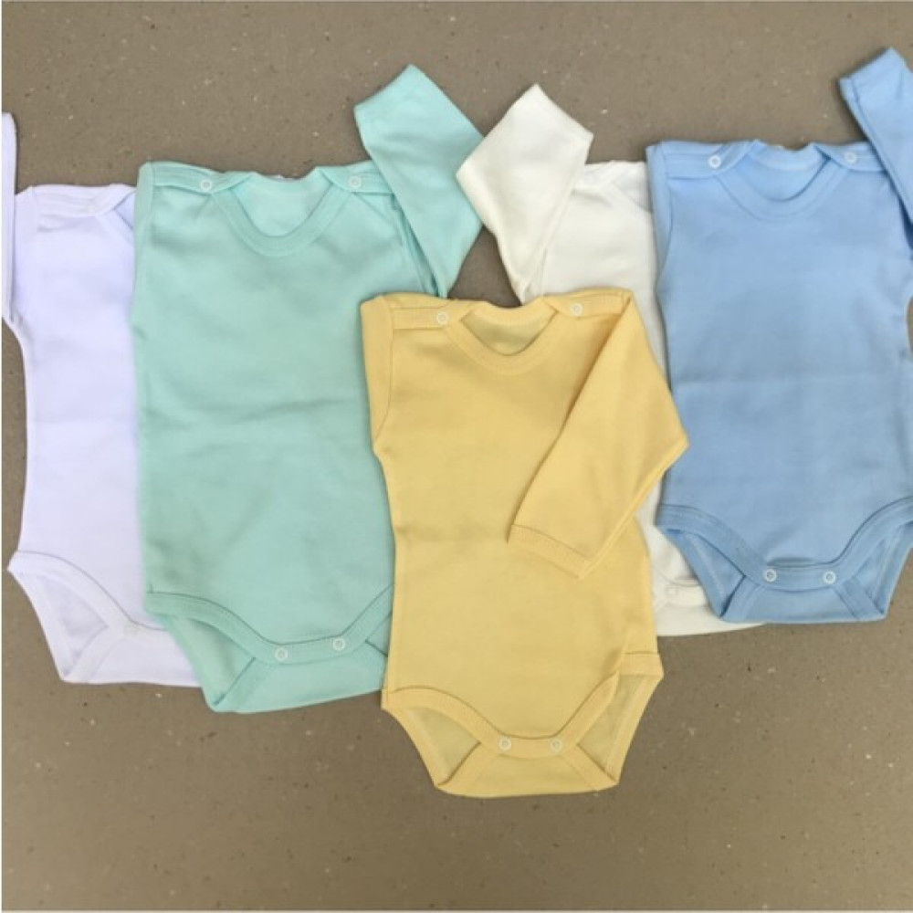 Uzun Kollu Çıtçıtlı Bebek Badisi Düz Renk Zıbın (5'li Paket) 0-48 Ay Arası Bebek Body Fiyatı