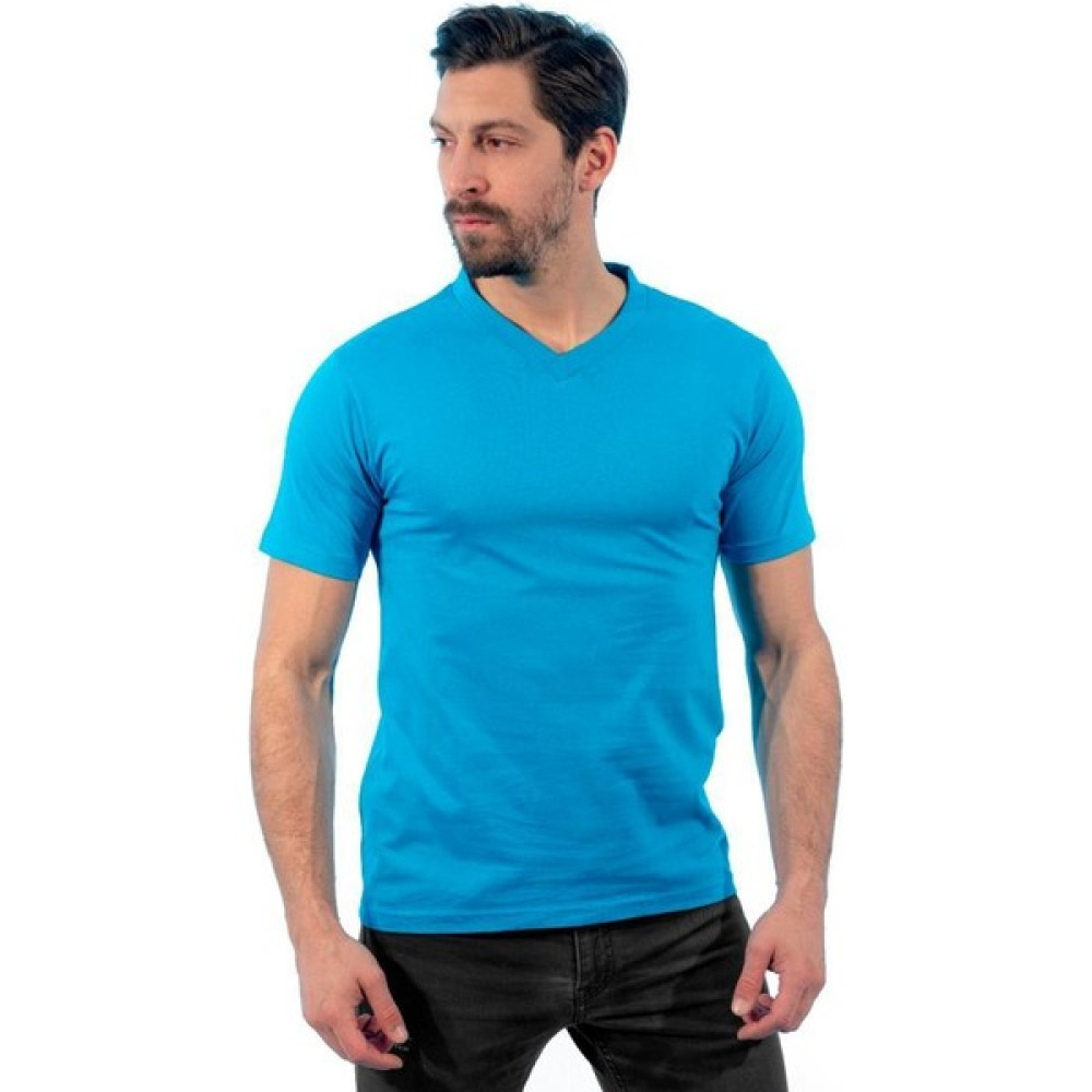 V Yaka Tişört, Turkuaz -113E209- T-shirt, Tshirt, Kısa Kollu Erkek T-shirt Fiyatı