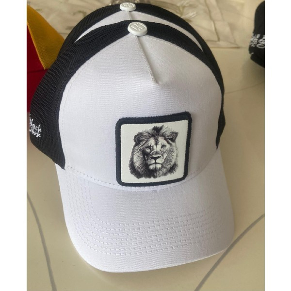 V1 Trucker Aslan - 4bs Kod Logolu Unisex Siyah-Beyaz Şapka (Cap) Erkek Şapkası Fiyatı
