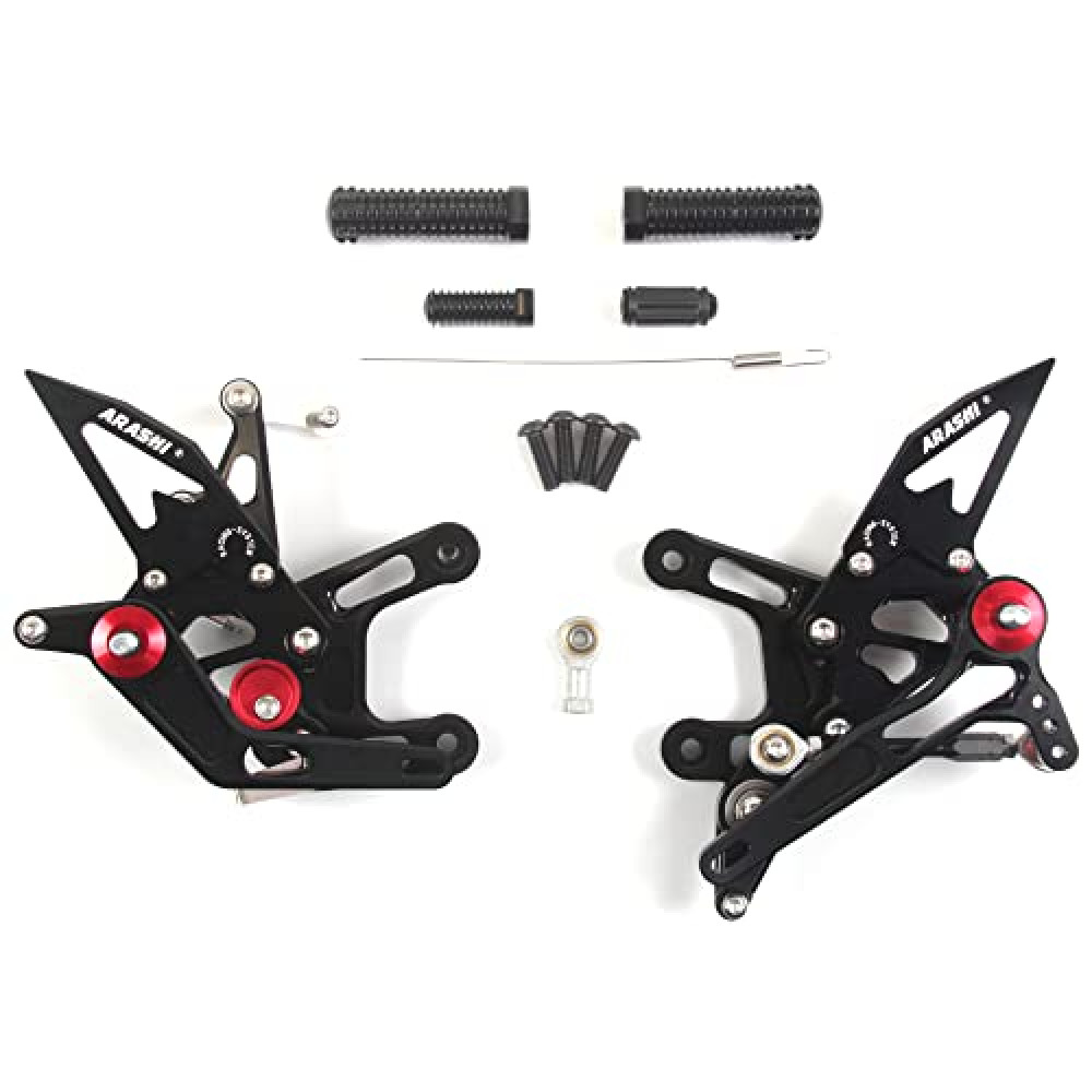 V2.0 Adjustable Rearsets Compatible with Kawasaki Ninja ZX10R ZX1000 2016-2020 ABS include Quick Shift, Black