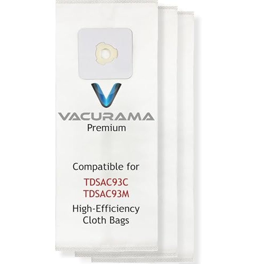 Vacurama Premium Central Vacuum Bags Compatible for CycloVac TDSAC93C, MVac TDSAC93M & the Solution 800 Central Vac Systems. High Efficiency, Tear-Resistant, 3-Notch Opening, 5 Gallon. (3 Bags)