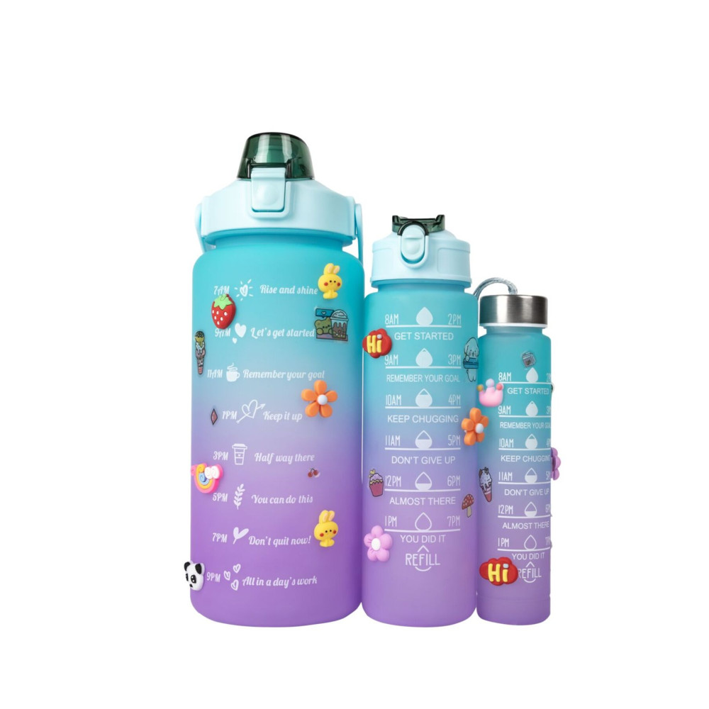 VAESKE 3lü Set Bpa Içermez Motivasyonel Mor Su Matarası 3d-2d Sticker Hediyeli Matara Fiyatı