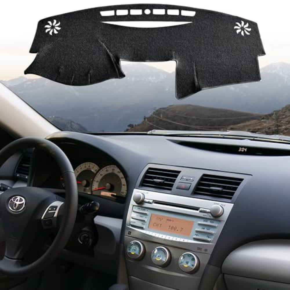 VAFMOLEI Dashboard Dash Cover Mat for Toyota Camry 2007 2008 2009 2010 2011 Polyester Custom Fit Toyota Camry Accessories Dash Cover Black Trim (Camry 2007-2011, Black)