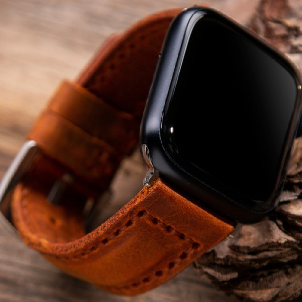 Vagave Apple Watch 42MM 44MM 45MM 49MM 3 / 4 / 5 / 6 / se / 7 / 8 / 9 / Ultra / Ultra 2 Hakiki Deri Kordon Hardal - 42-44-45-49mm Gümüş Toka Giyilebilir Teknoloji Aksesuarları Fiyatı