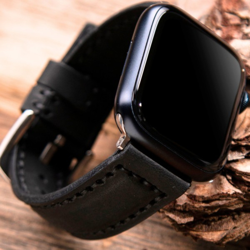 Vagave Apple Watch 42MM 44MM 45MM 49MM 3 / 4 / 5 / 6 / se / 7 / 8 / 9 / Ultra / Ultra 2 Siyah Hakiki Deri Kordon - 42-44-45-49mm Siyah Toka Giyilebilir Teknoloji Aksesuarları Fiyatı