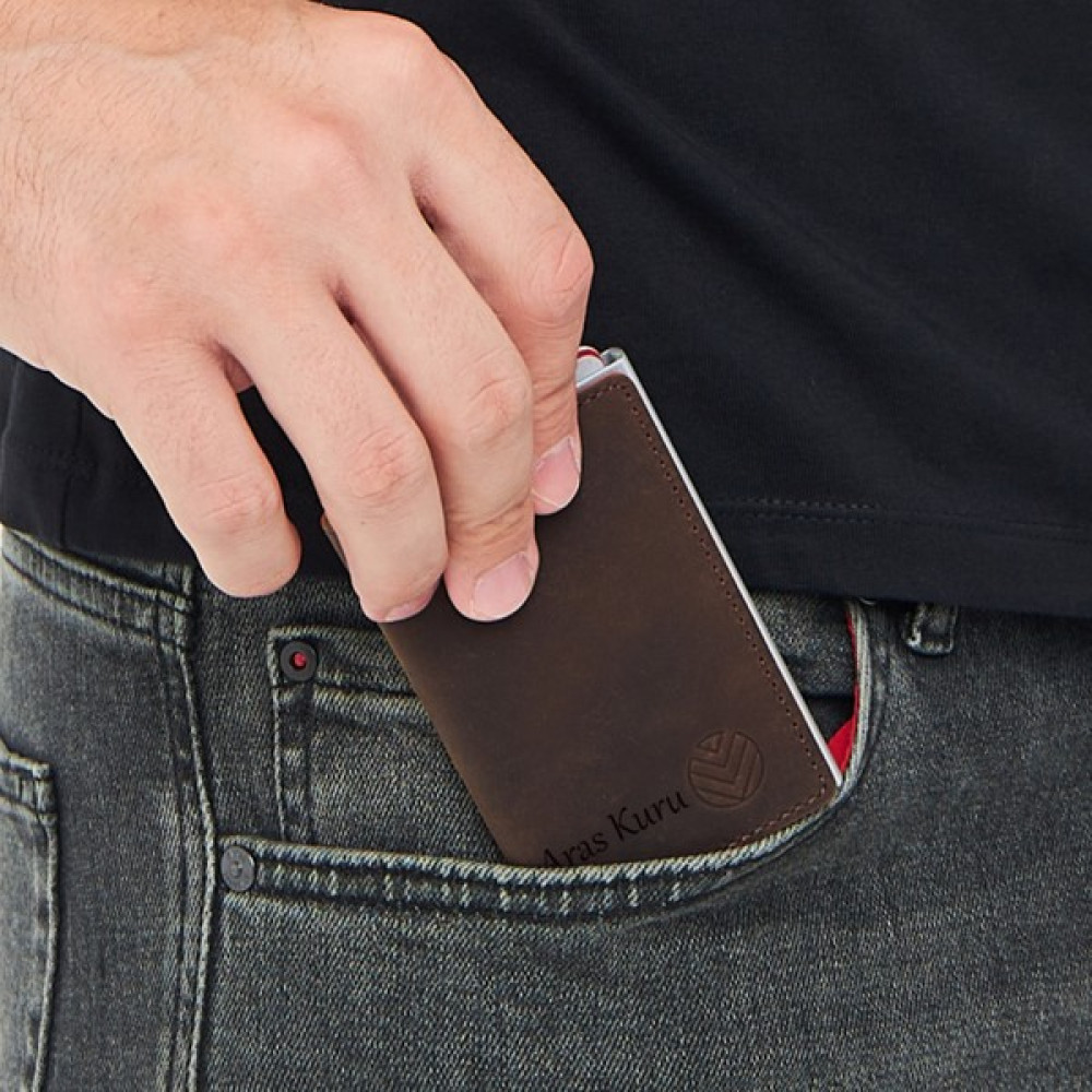 Vagave İsme Özel Hakiki Deri Akıllı Mekanizmalı Cüzdan RFID Korumalı Para ve Kart Bölmeli Erkek ve Kadın Cüzdan Kartlık Kahverengi Erkek Cüzdan Fiyatı