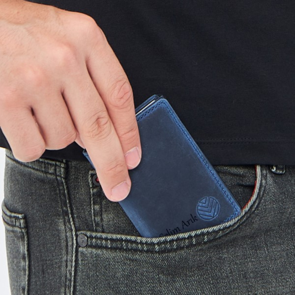 Vagave İsme Özel Hakiki Deri Akıllı Mekanizmalı Cüzdan RFID Korumalı Para ve Kart Bölmeli Erkek ve Kadın Cüzdan Kartlık Mavi Erkek Cüzdan Fiyatı