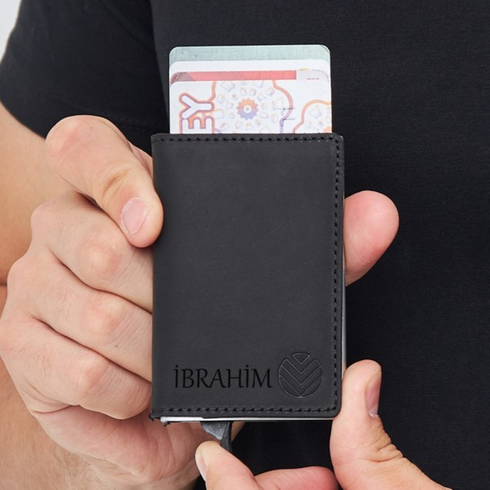 Vagave İsme Özel Hakiki Deri Akıllı Mekanizmalı Cüzdan RFID Korumalı Para ve Kart Bölmeli Erkek ve Kadın Cüzdan Kartlık Siyah Erkek Cüzdan Fiyatı