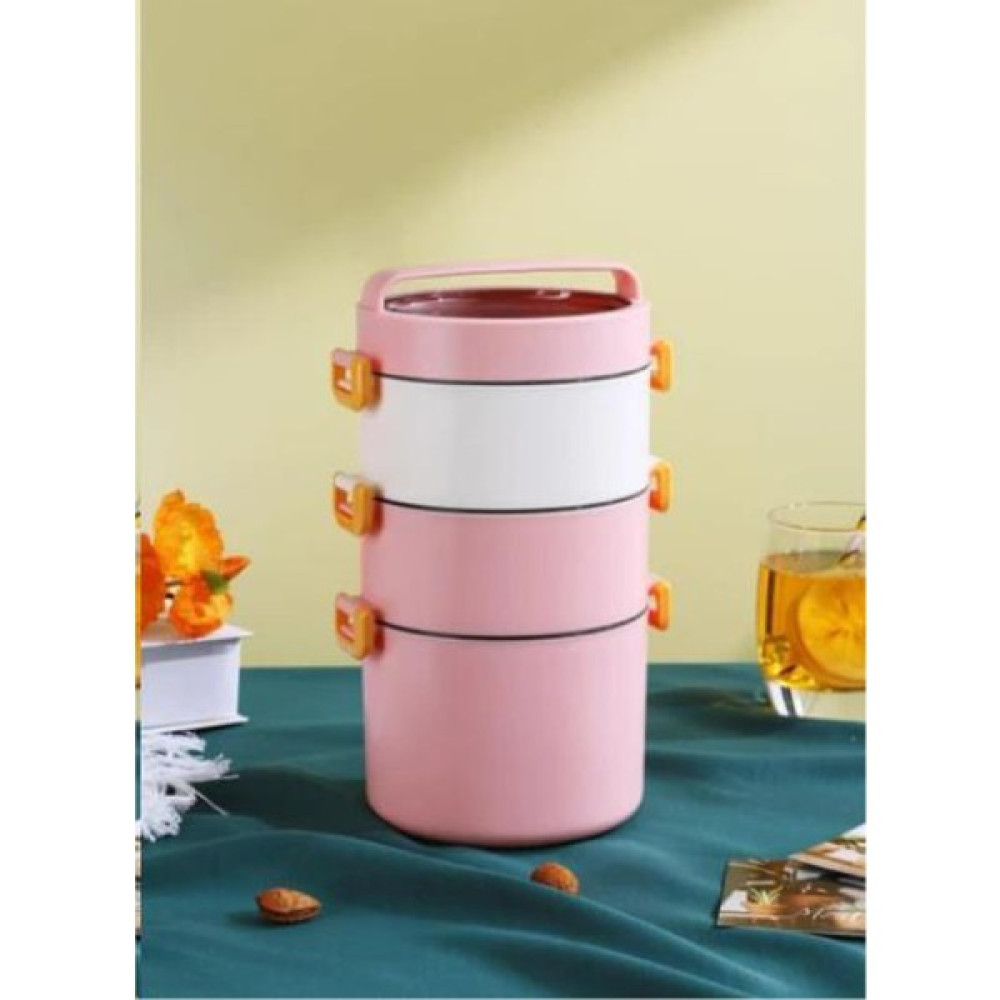 Vagon Vagonlife Bento Lunch Box Ofis-Okul Için Yeni Nesil Sefer Tası 3 Katlı Paslanmaz Çelik Pembe Beslenme Çantası Fiyatı