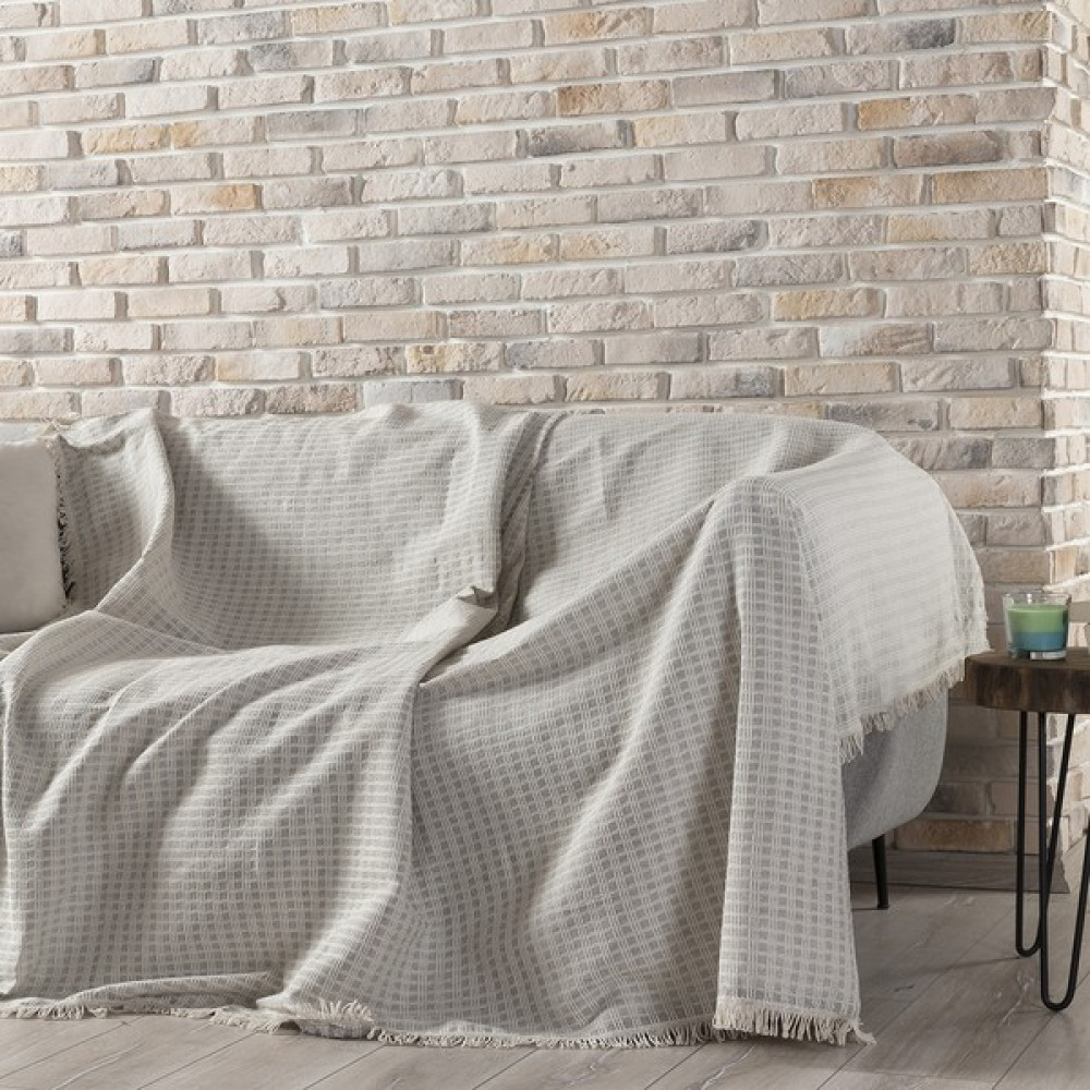 Vagonik Arya Natural 180 x 310 cm Battal Boy Pamuk Kaymaz Çekyat ve Koltuk Örtüsü - Gri Koltuk & Kanepe Örtüsü Fiyatı