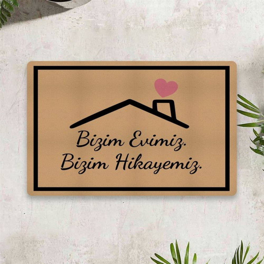 Vagonik Bizim Evimiz Temalı Dijital Baskılı 50 x 70 Cm. Dekoratif Çok Amaçlı İç ve Dış Kapı Paspası - 50 x 70 cm - Renkli Paspas Fiyatı