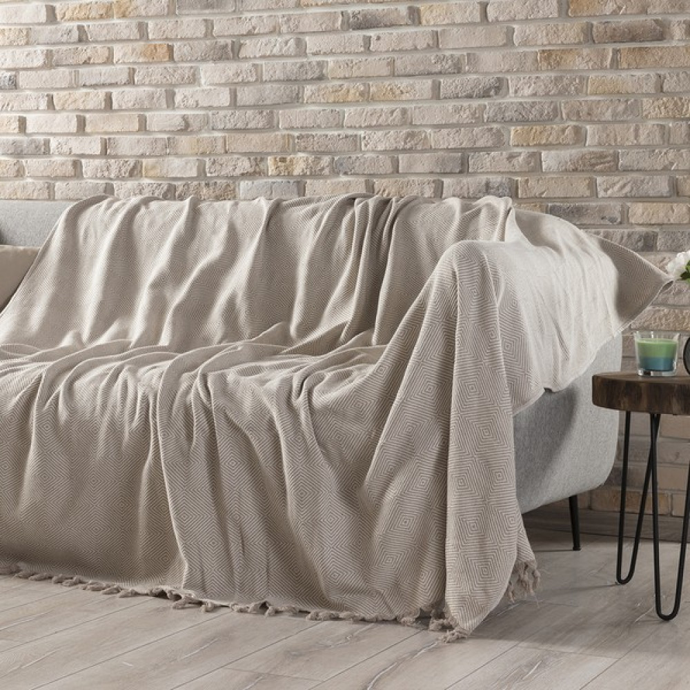 Vagonik Çok Amaçlı Sık Dokuma %100 Pamuk 180X230 cm Kaymaz Koltuk Örtüsü - Bej - 180 x 230 cm Koltuk & Kanepe Örtüsü Fiyatı